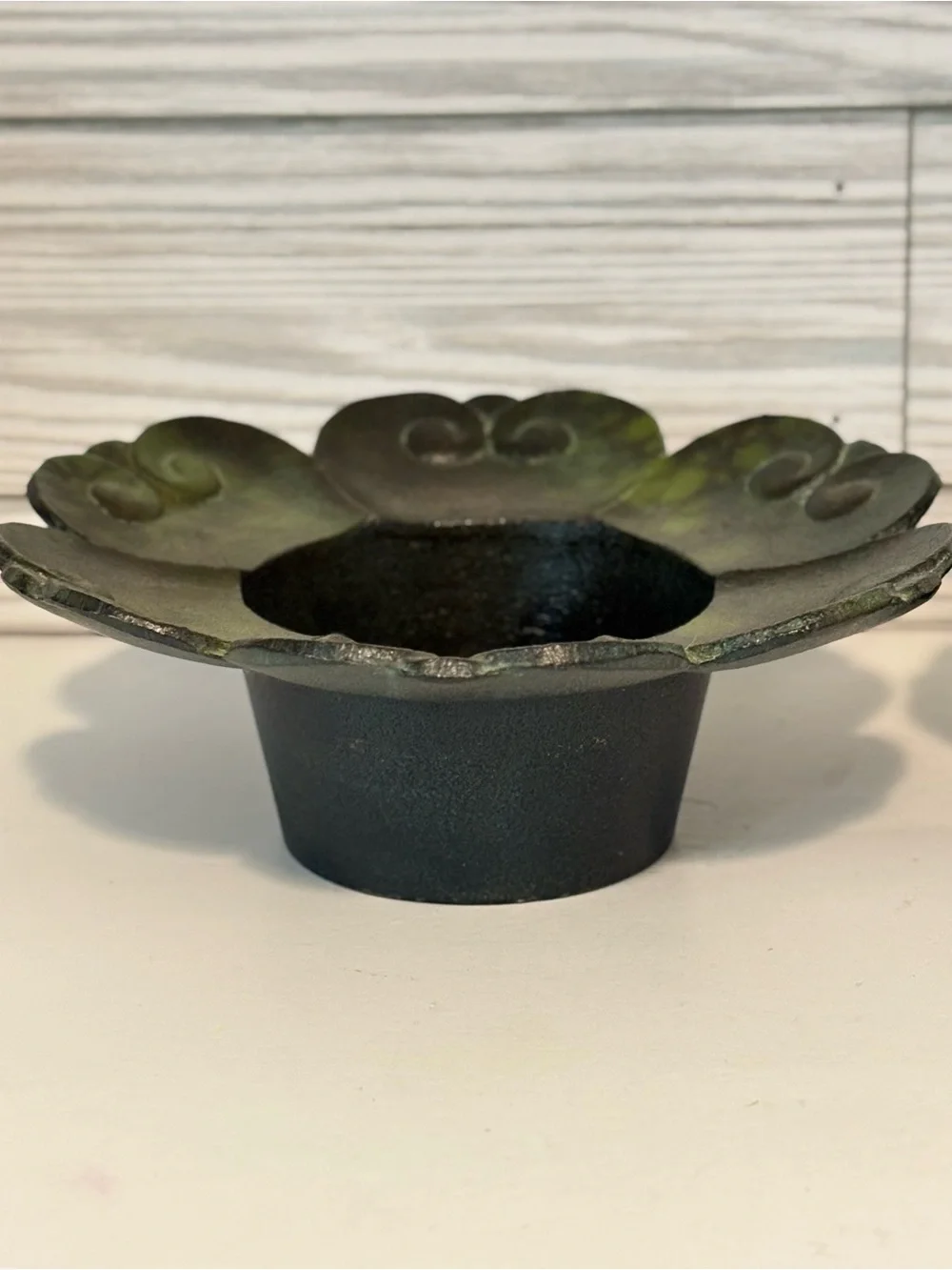 Vtg Japanese Cast Iron Lotus Flower Candle Holders Pair MCM Nambu Tekki Style